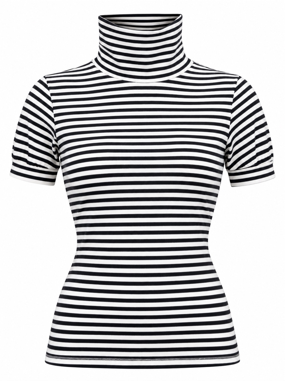 Vintage Victoria’s Secret VS Tee Shop Y2K Striped Mock Neck Puff Sleeve Top